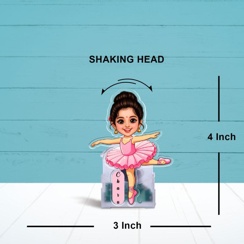 Personalized Ballerina Dancer Bobblehead Caricature Standee Fun Desk Accessory & Home Decor Birthday Gift for Girls & Dance Lover Decorative for Study Table Battery Powered Moving Head